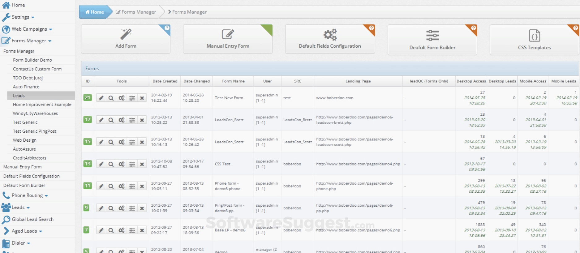 boberdoo Lead  Management Software Screenshot1